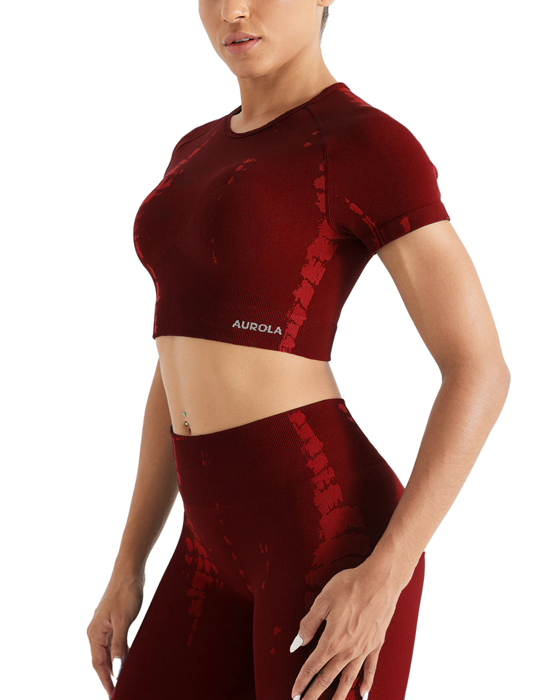 AUROLA Serpentine Seamless Short Sleeve Crop Top