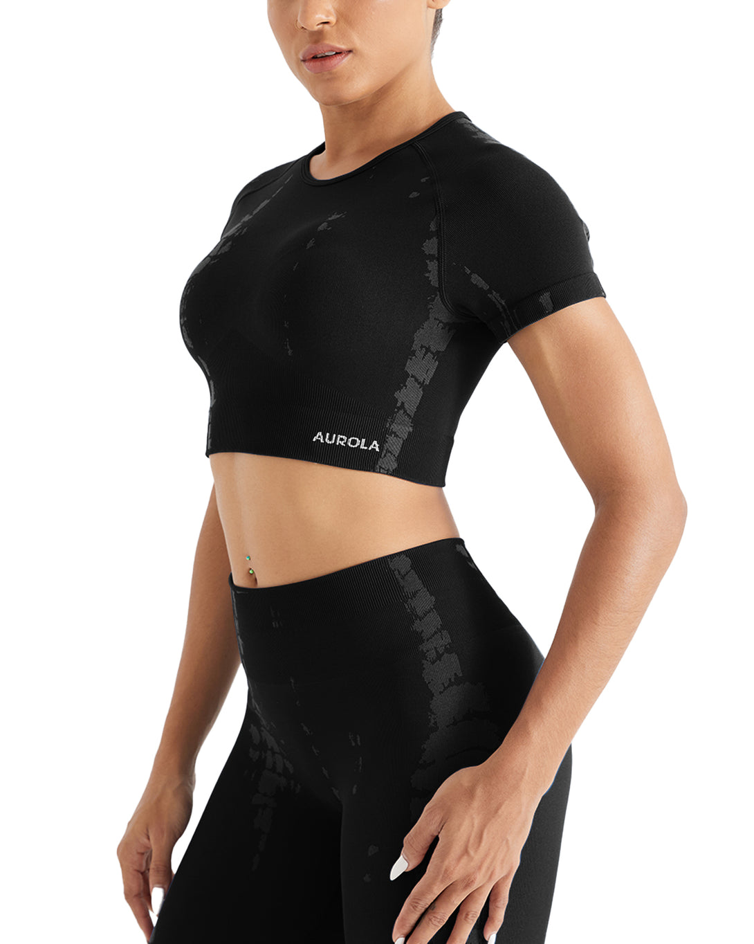 AUROLA Serpentine Seamless Short Sleeve Crop Top