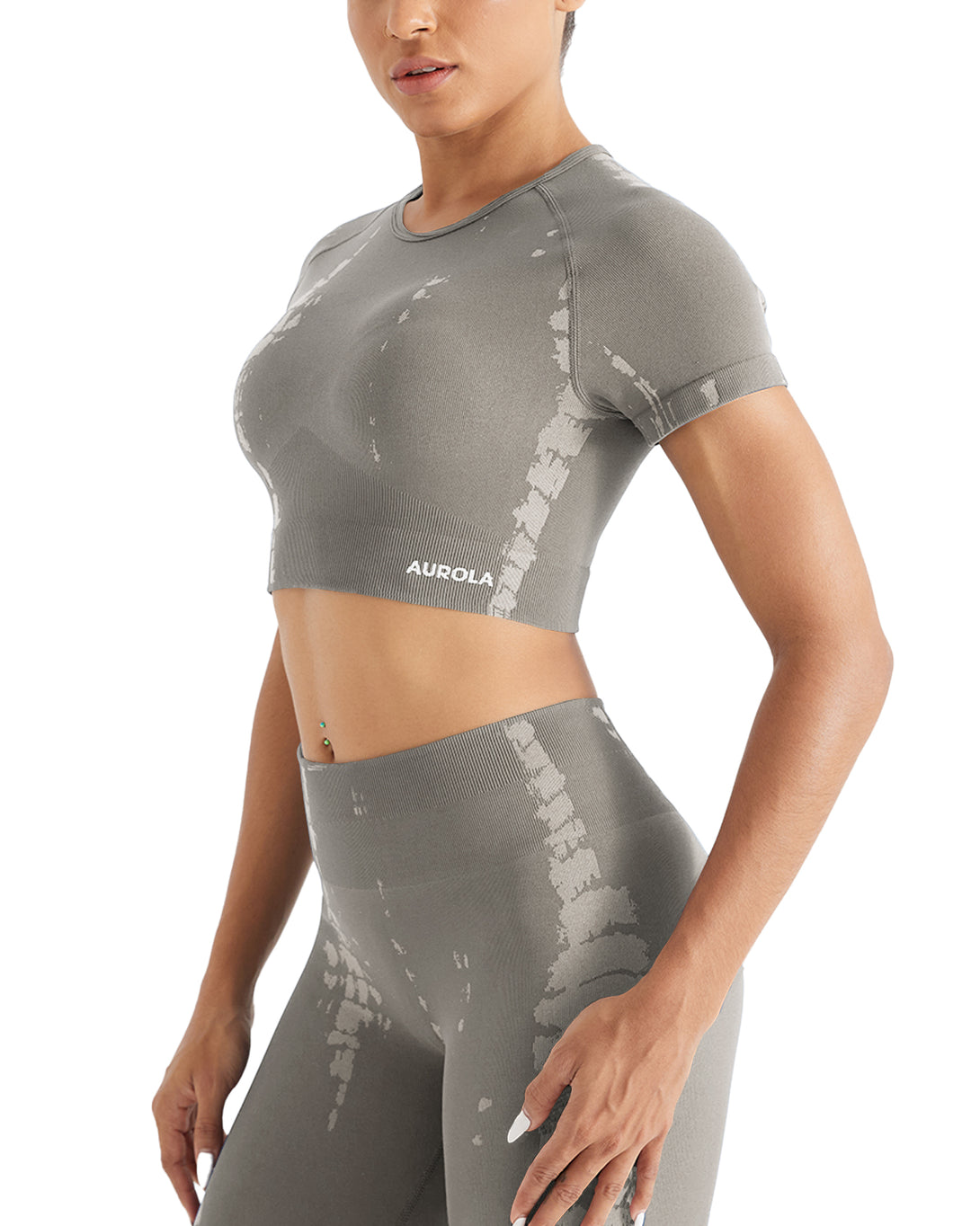AUROLA Serpentine Seamless Short Sleeve Crop Top