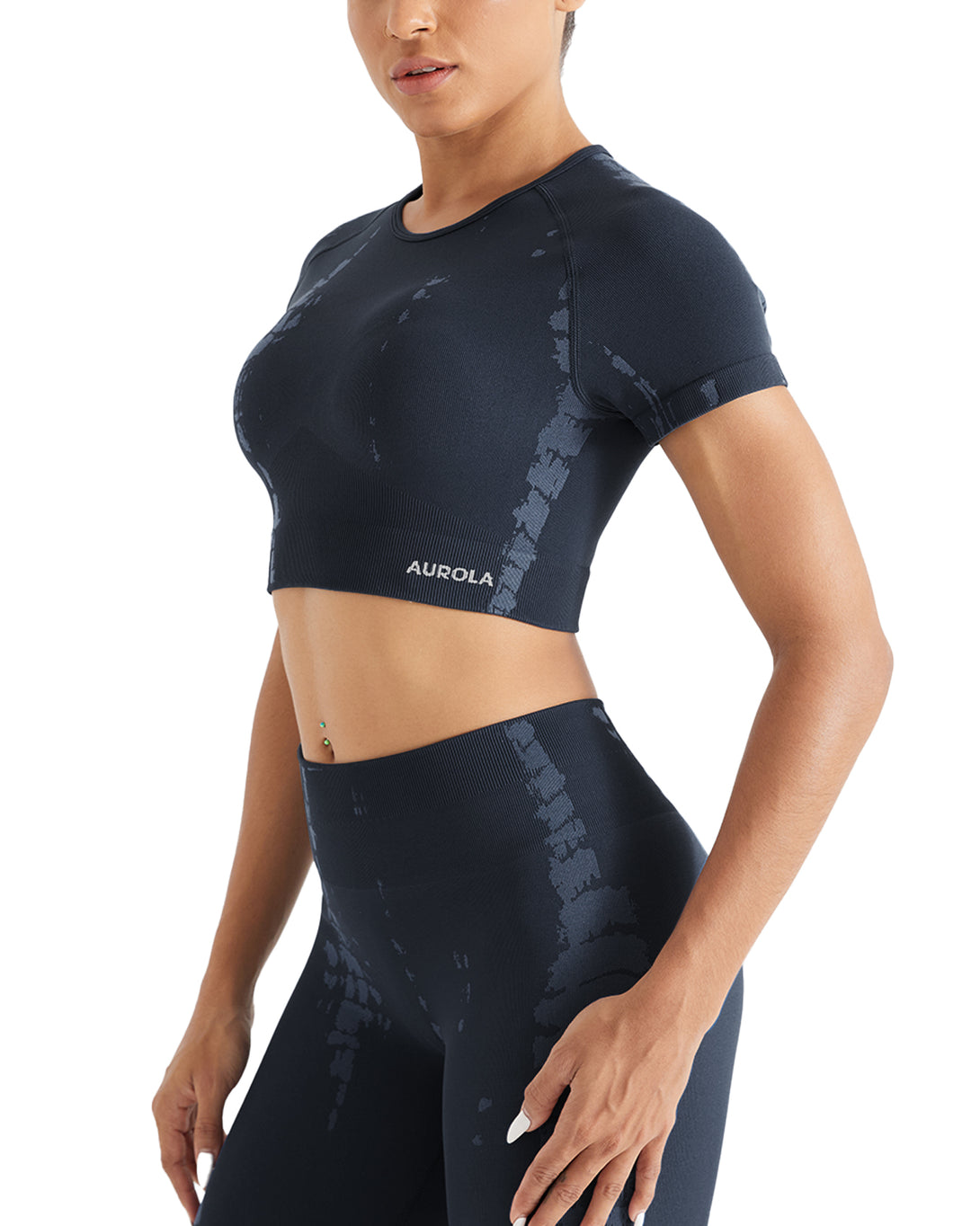 AUROLA Serpentine Seamless Short Sleeve Crop Top