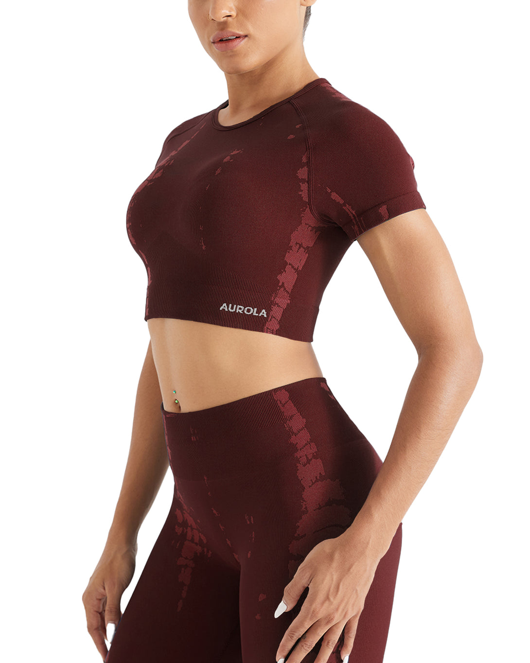 AUROLA Serpentine Seamless Short Sleeve Crop Top