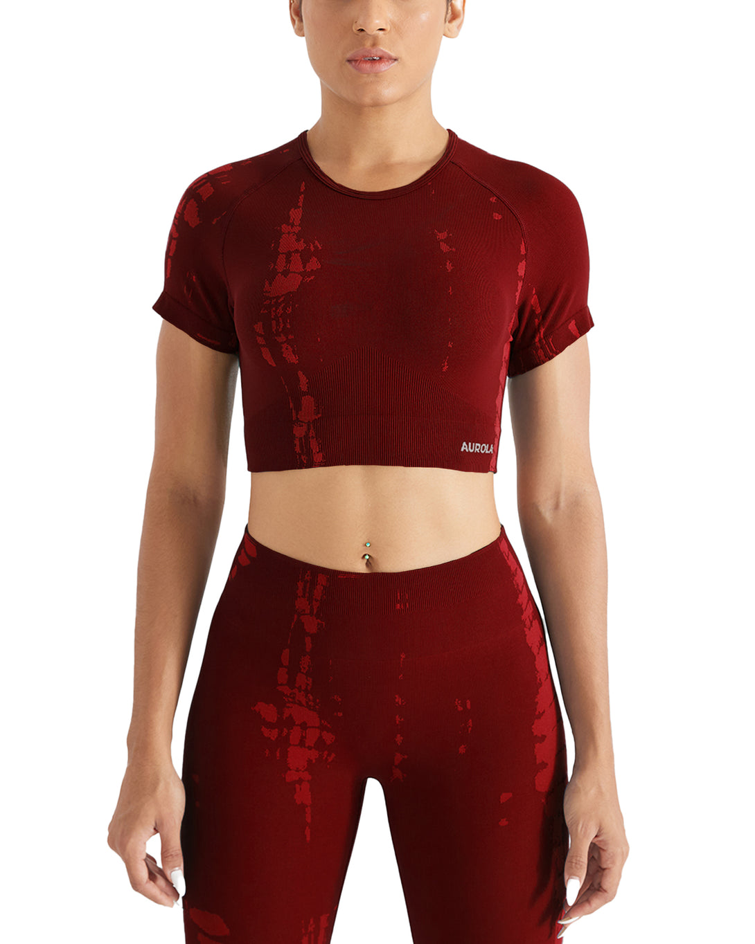 AUROLA Serpentine Seamless Short Sleeve Crop Top