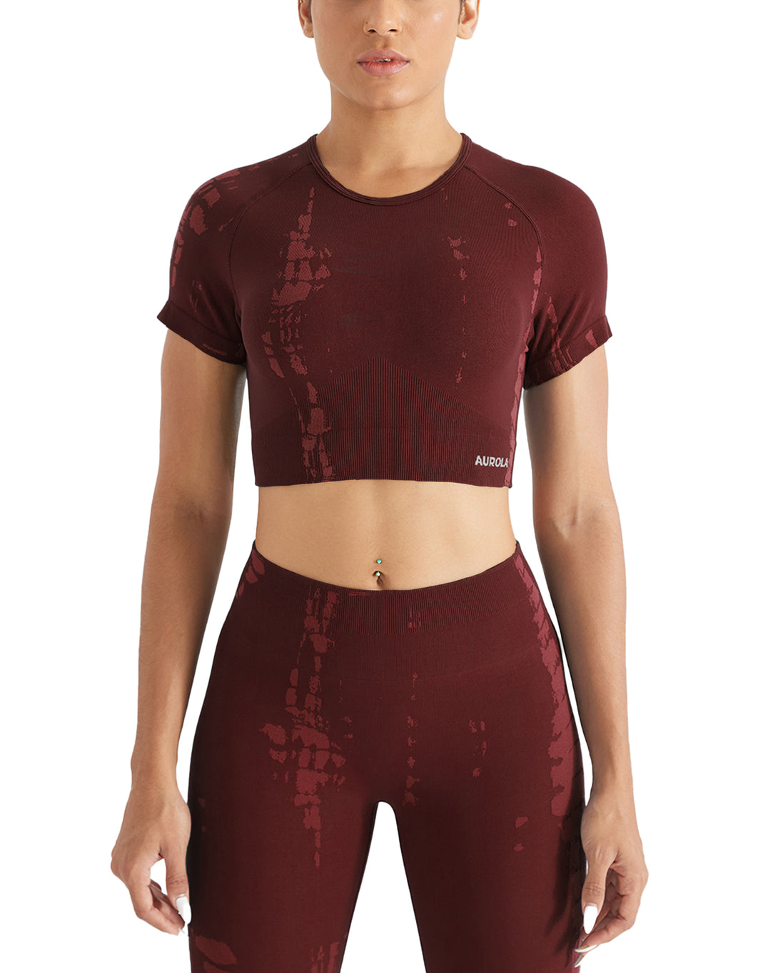 AUROLA Serpentine Seamless Short Sleeve Crop Top
