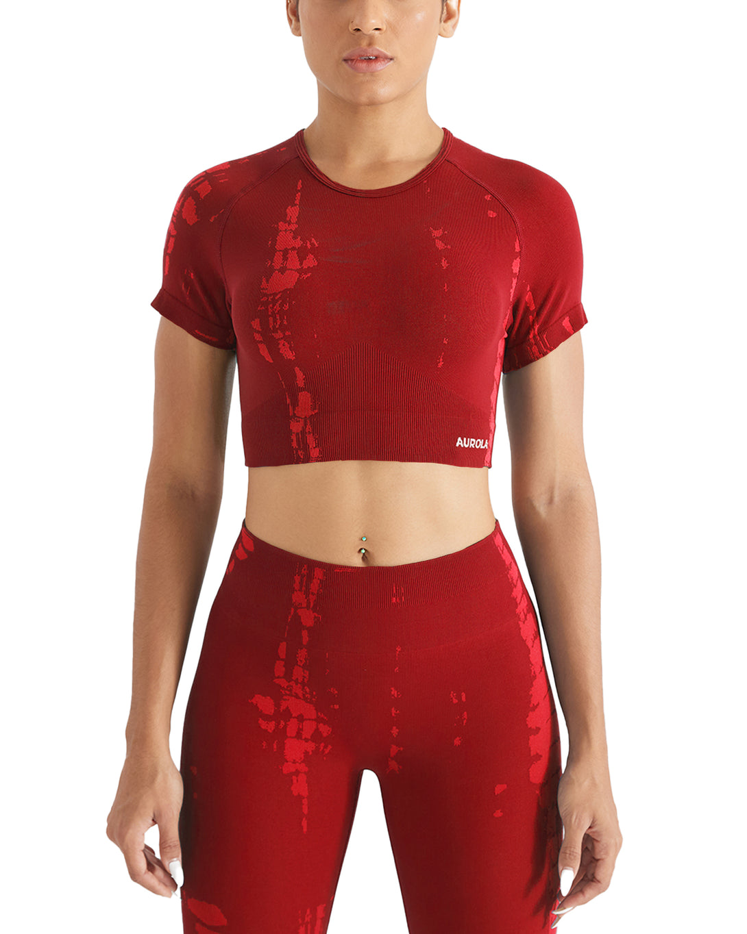AUROLA Serpentine Seamless Short Sleeve Crop Top