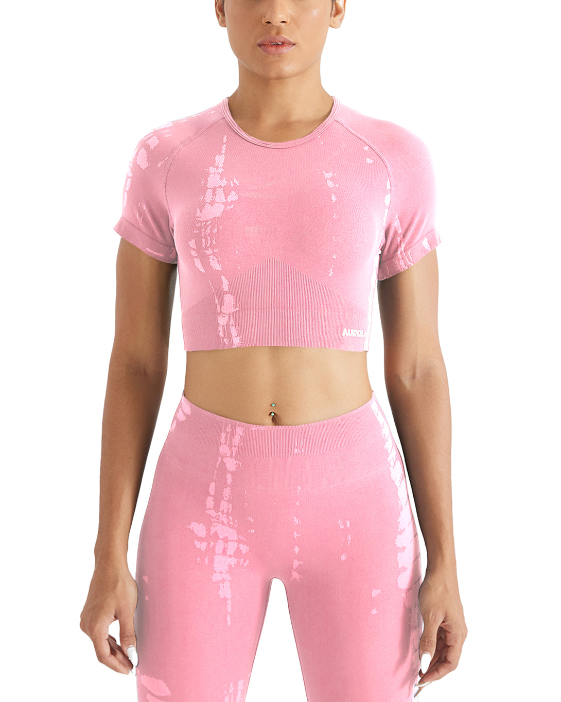 AUROLA Serpentine Seamless Short Sleeve Crop Top