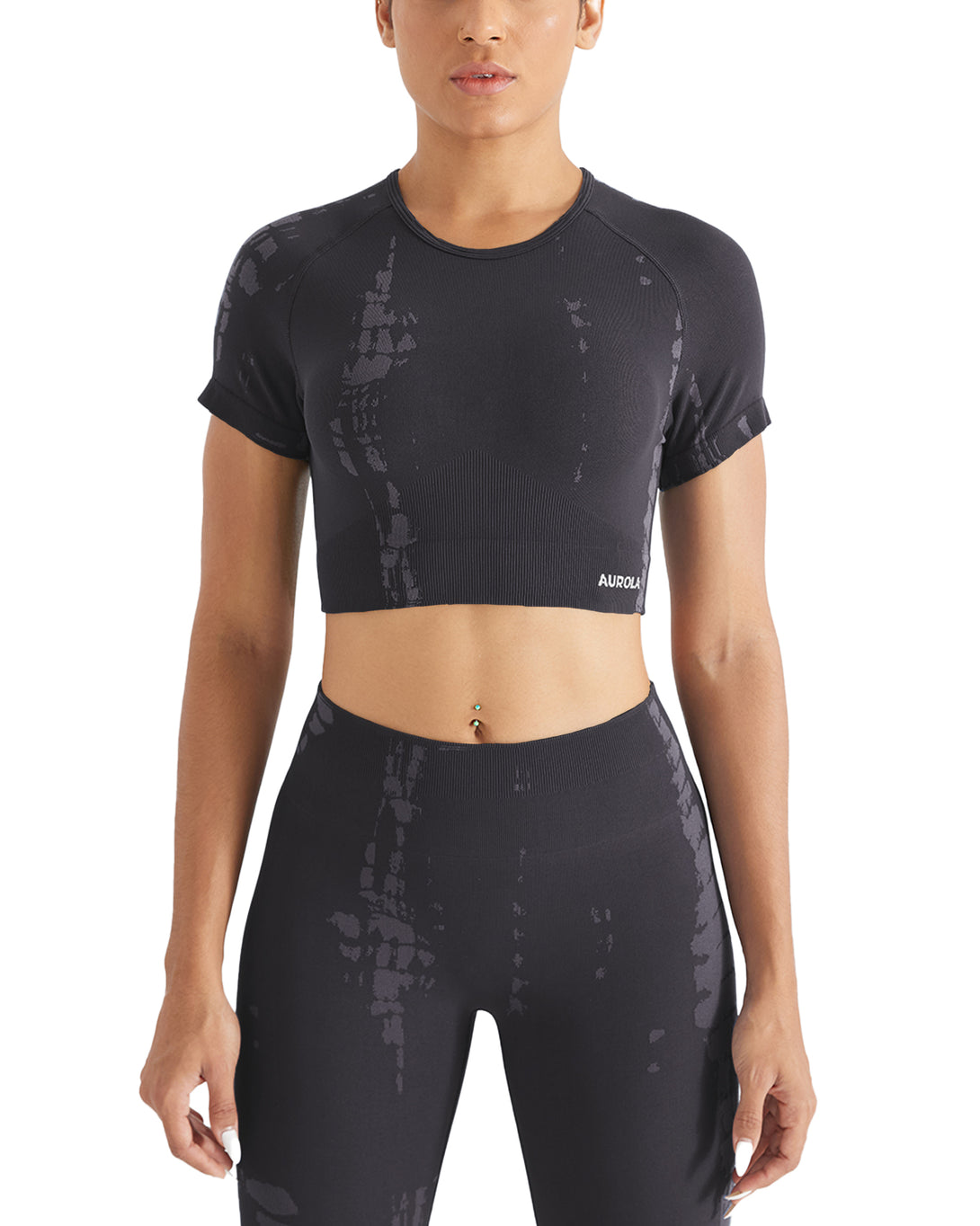 AUROLA Serpentine Seamless Short Sleeve Crop Top