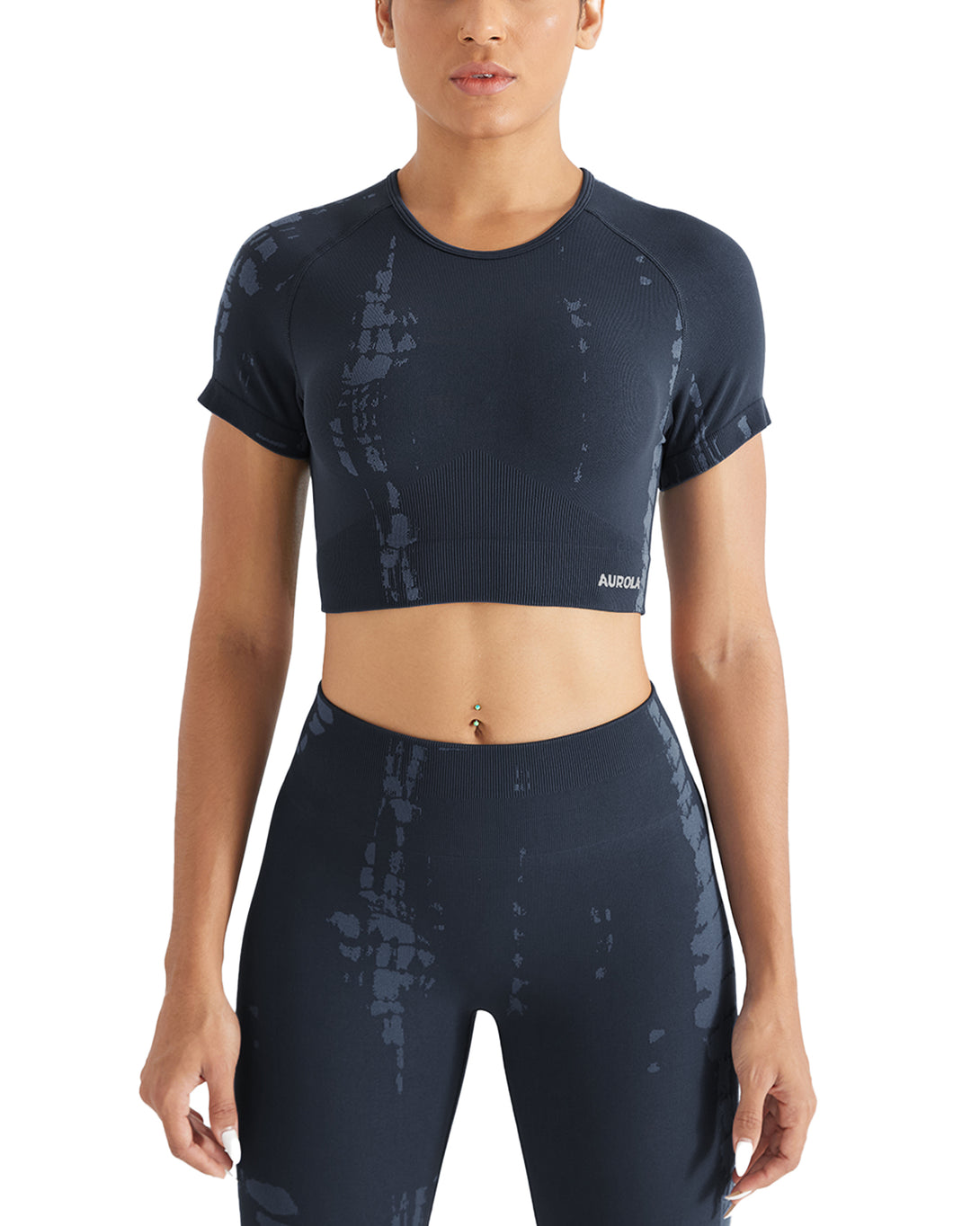 AUROLA Serpentine Seamless Short Sleeve Crop Top