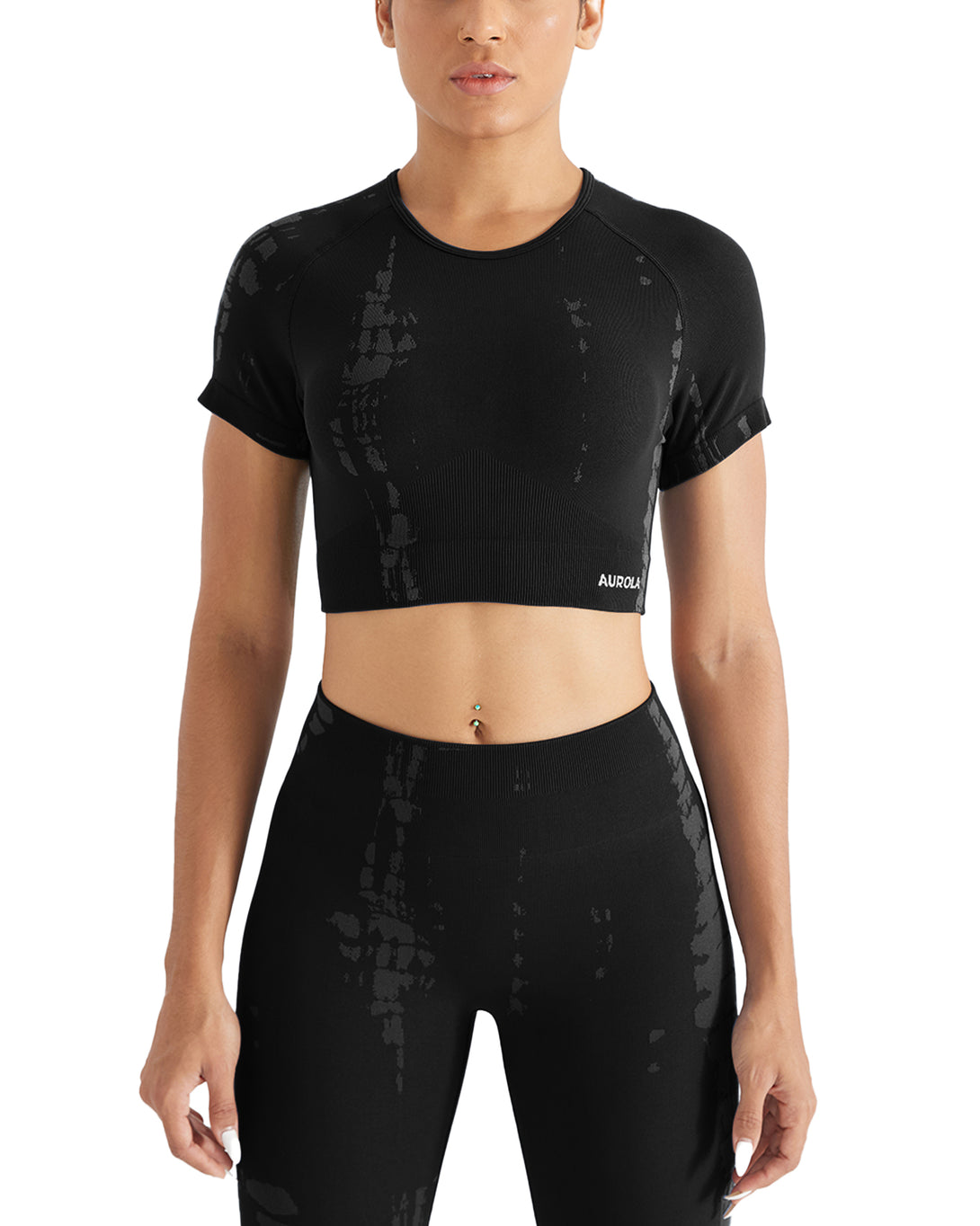AUROLA Serpentine Seamless Short Sleeve Crop Top