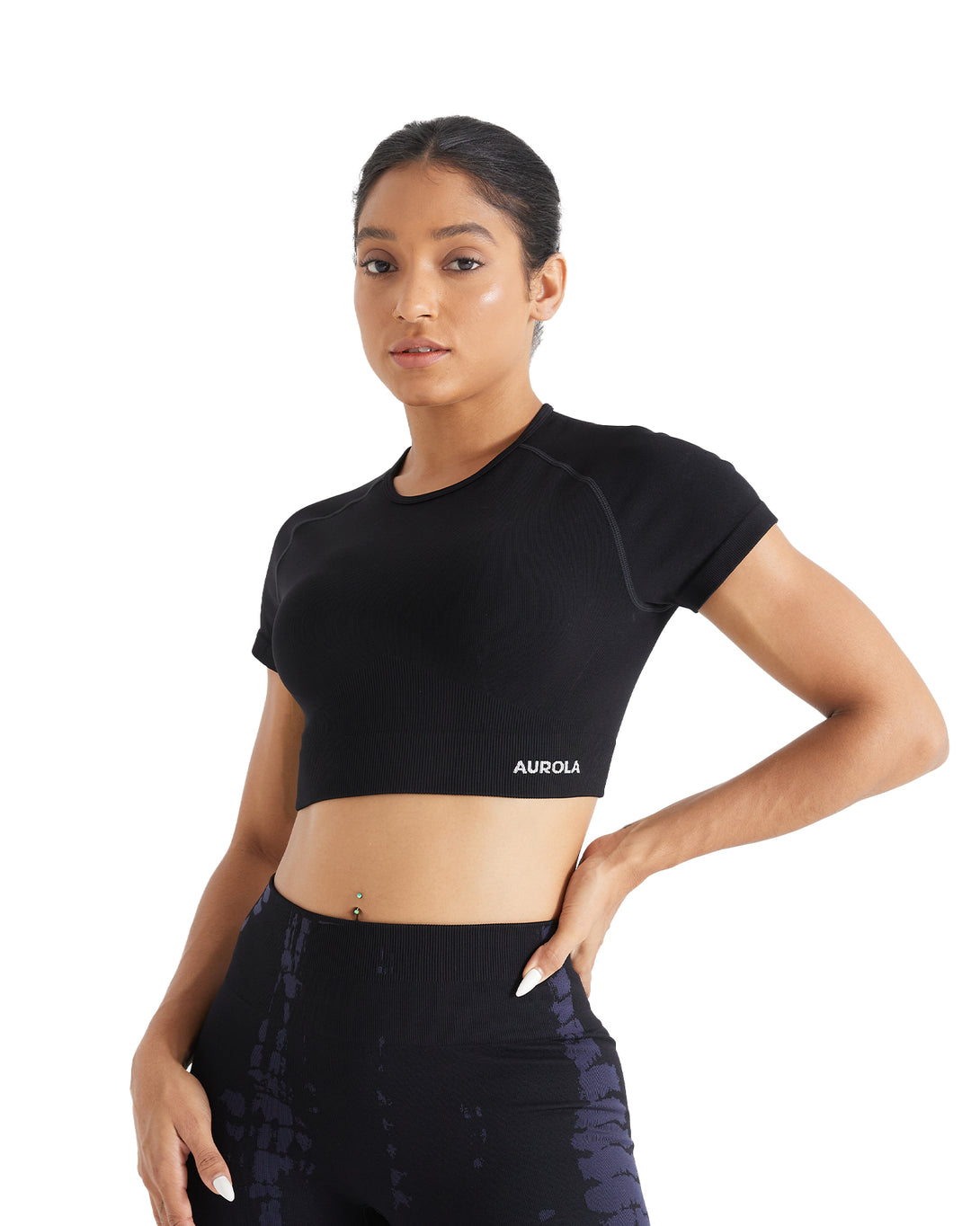 AUROLA Serpentine Seamless Short Sleeve Crop Top