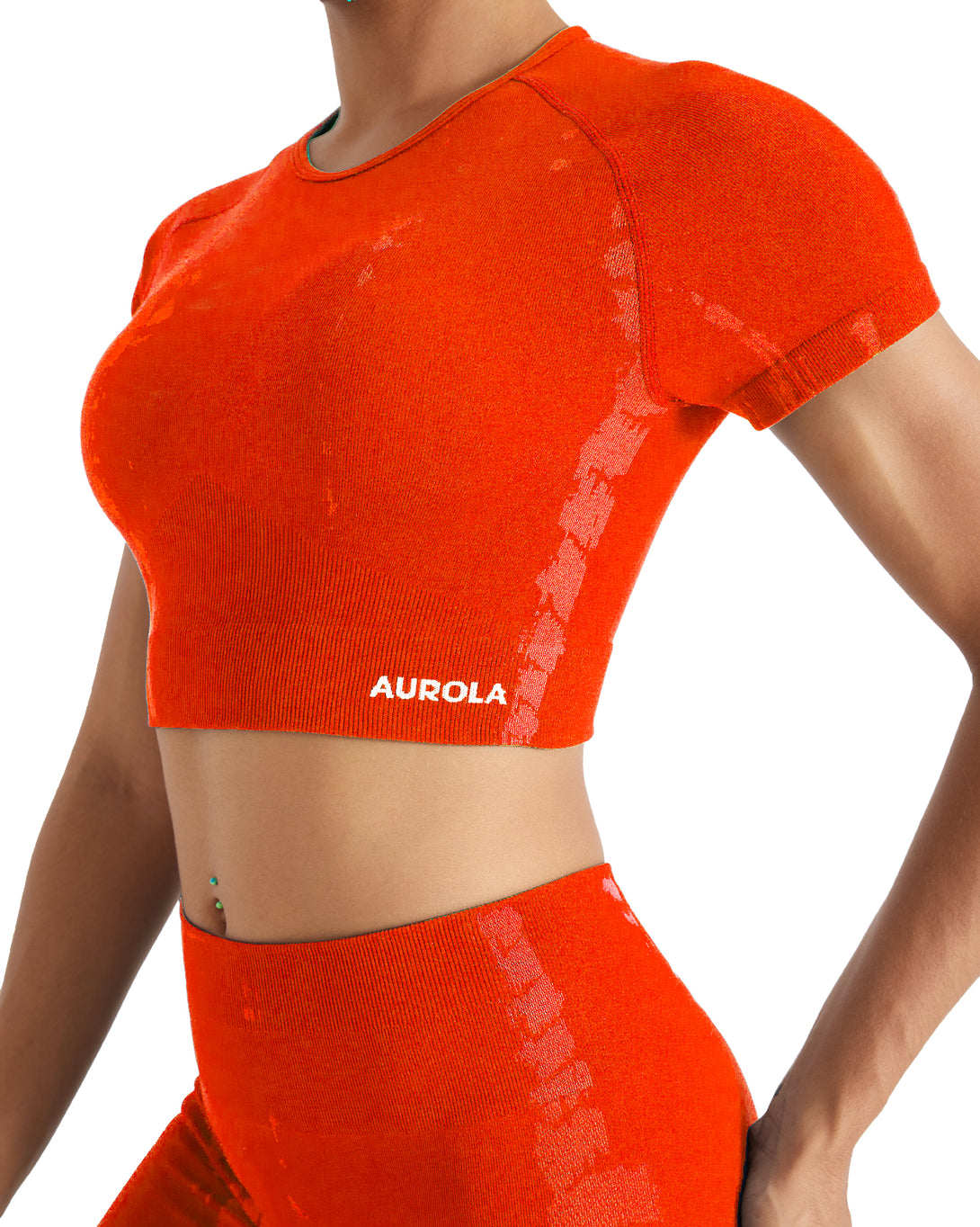 AUROLA Serpentine Seamless Short Sleeve Crop Top